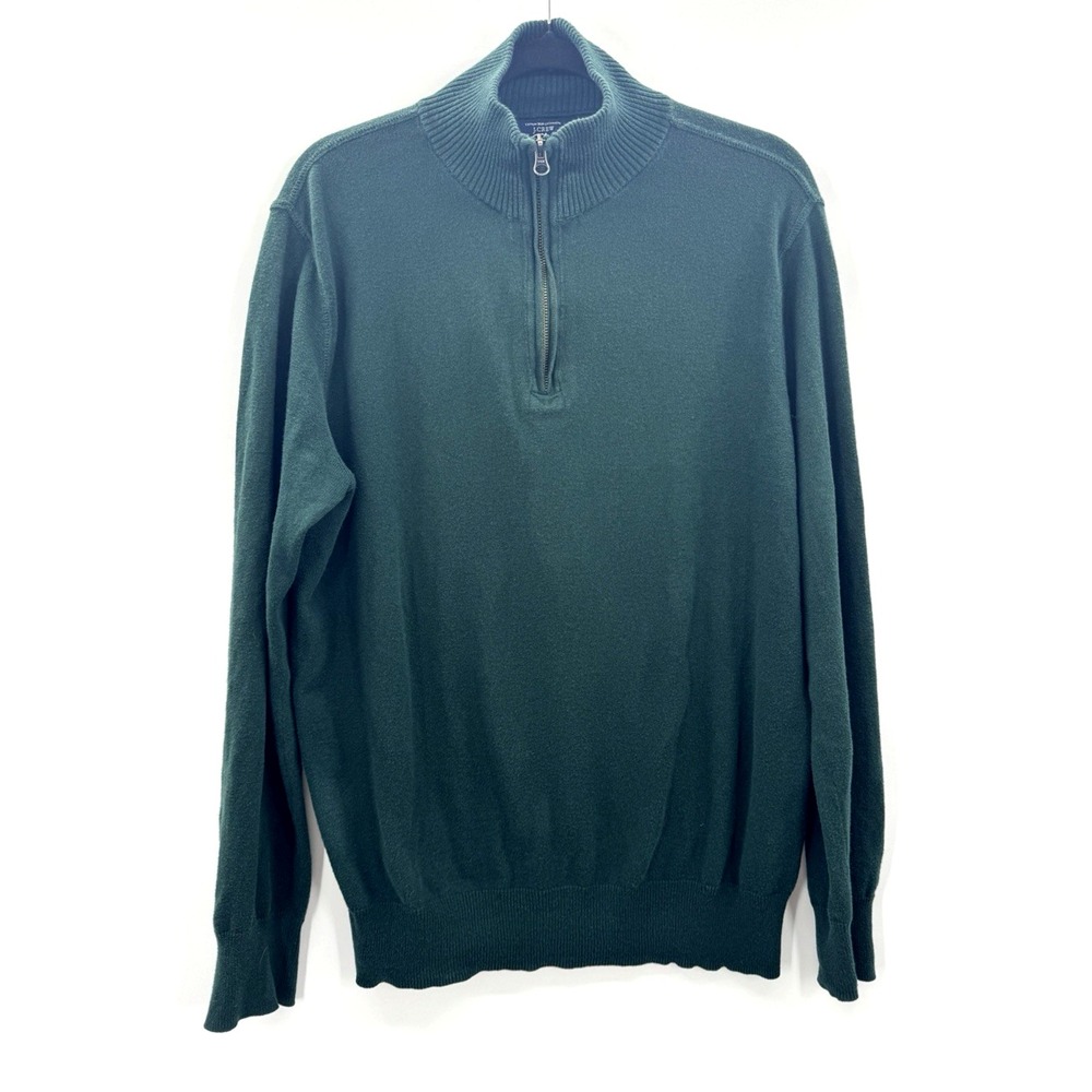 J Crew Mens Medium Sweater 1/4 Zip Cotton Cashmere Blend Pullover Casual